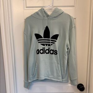 Adidas Women's Light Green Hoodie with Black Logo